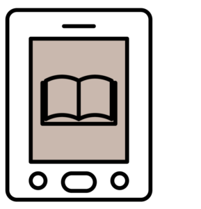 line icon of an open book on a tablet screen